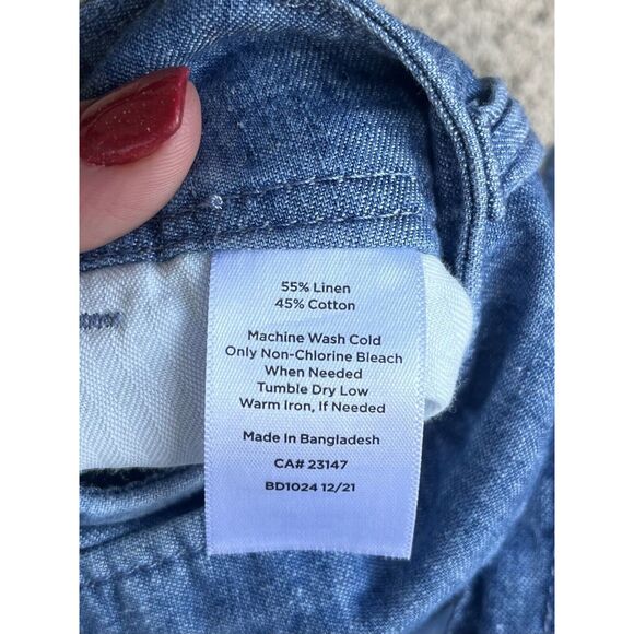 Talbots Tie Waist Linen Blend Shorts - Size 6 - Blue - Picture 12 of 12